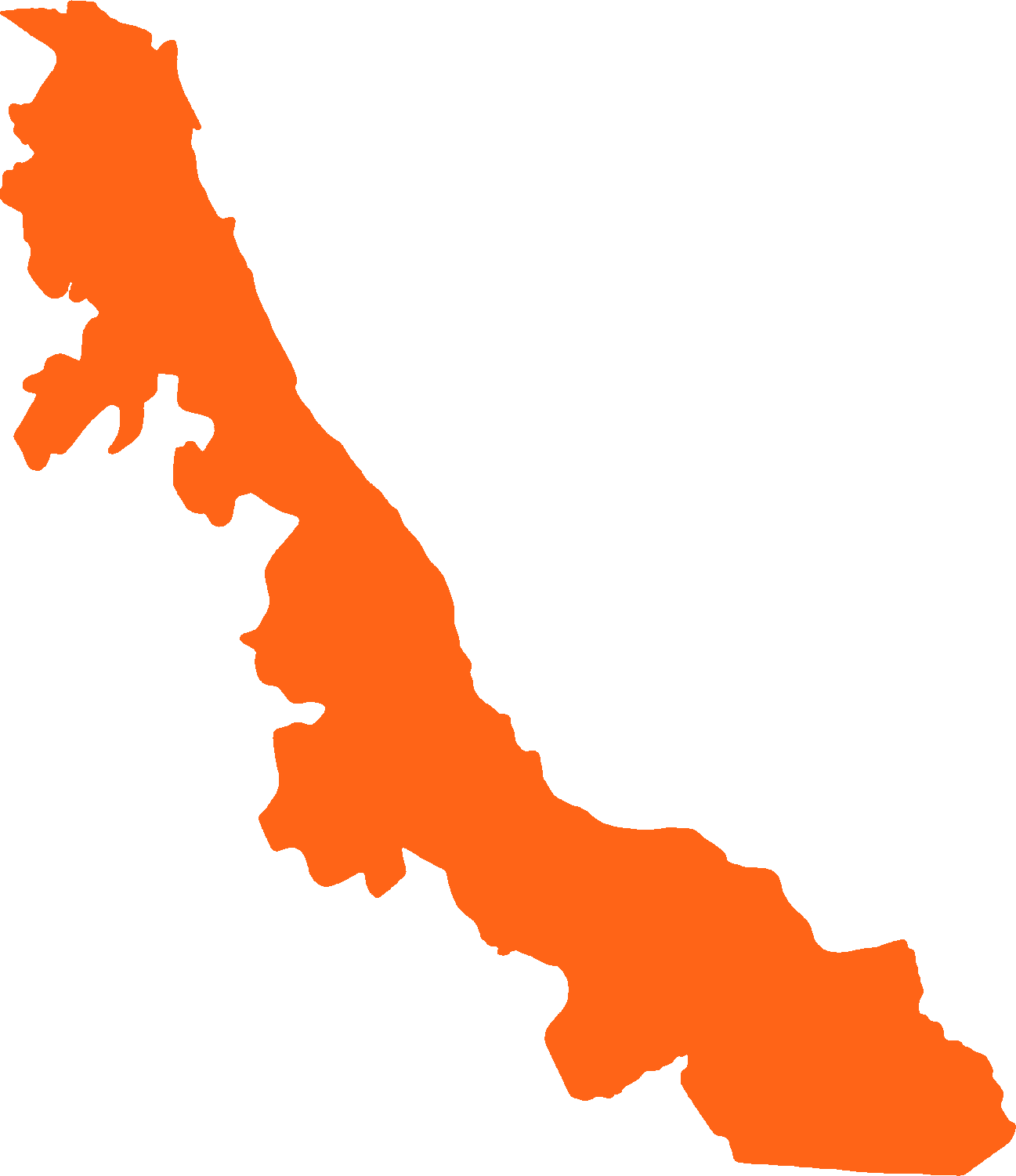 Silueta del estado de Veracruz en color naranja